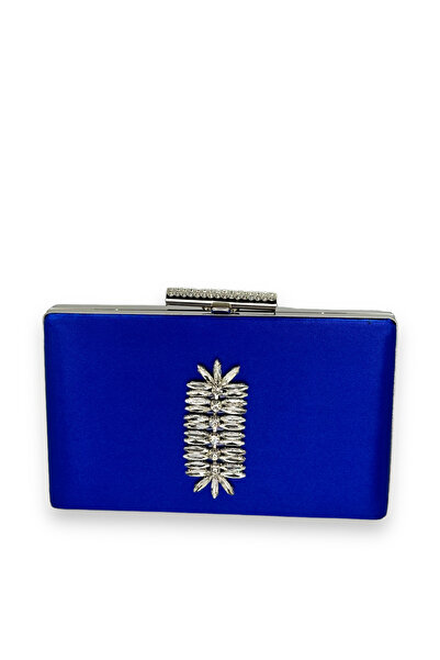 MidStore أزرق بلون الكوبالت حقيبة سهرة من حجر الكريستال الساتان الملونة حقيبة...