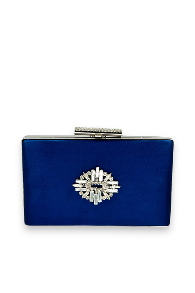 Wedding Fashion Clutch de absolvire de mireasa din satin Henna - culoare bleumarin, geanta de seara cu pietre de cristal