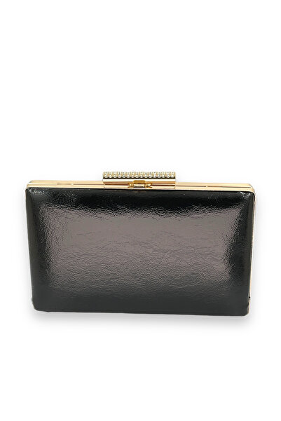 Generic Brand Black Crinkled Patent Leather Evening Dress Bag Evening Bag Wed...