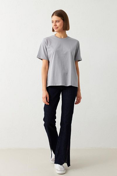 Setre Gray Crew Neck Plain T-Shirt
