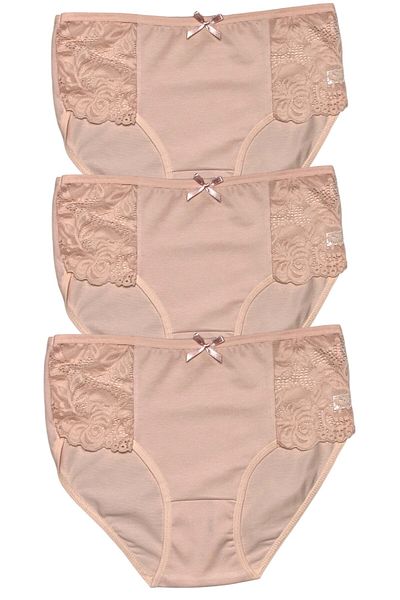 Gizli Butik Set de 3 chiloți din bumbac din dantelă cu fundă