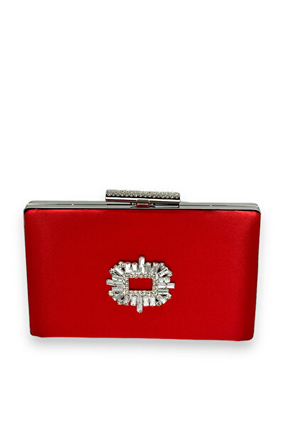 MidStore Red Color Satin Crystal Stone Evening Dress Bag Evening Bag Henna Br...