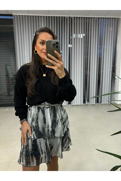 caddstore Pulover negru cu gât crew