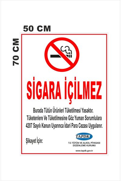 ÖZGÜL REKLAM 2025 Yeni Yönetmeliğe Uygun Sigara İçilmez 50x70 CM / Dijital Ba...