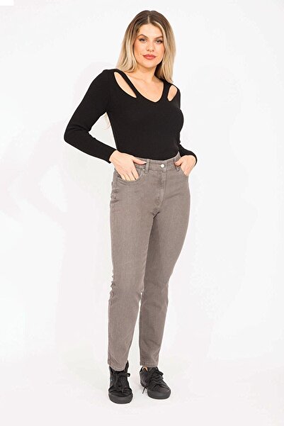 Şans Μεγάλη γυναικεία ζώνη βιζόν πίσω ελαστική τζιν με 5 τσέπες 65n35296