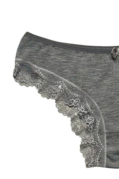 Gizli Butik 6 Pack Women's Lace Detailed Cotton Bikini Panties Gray