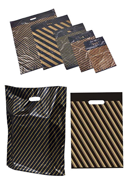 Özkan Ambalaj Temizlik 50 Adet 33x45 Cm Hac Umre Dönüşü Namazla Seccade Poşeti Sarı Siyah Çizgili Siyah Mağaza Poşeti 3 No