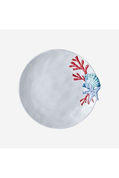 CHIARA ALESSI Bamboo White Melamine Pit Plate 23 Cm