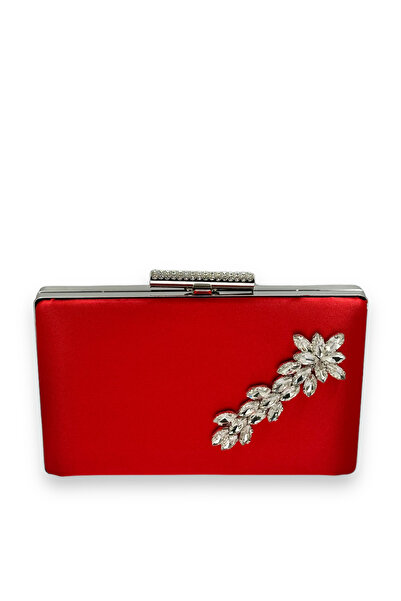 Generic Brand Red Color Satin Crystal Stone Evening Dress Bag Evening Bag Hen...