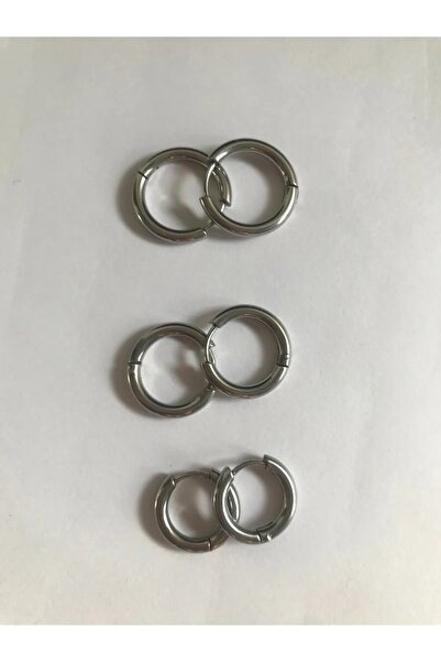 Meyras Touch Çelik 6lı 3 farklı boy halka küpe gümüş renk unisex