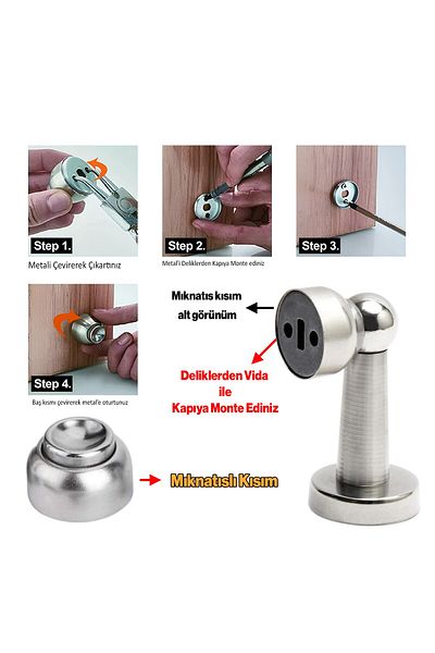 Badem10 Ușă de mobilier cu MAGNET - Opritor metalic cu șuruburi, reținere și opritor cromat