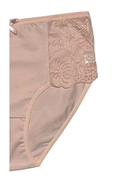 Gizli Butik Women's Cotton Panties with Side Lace Detail - Yavruağzı