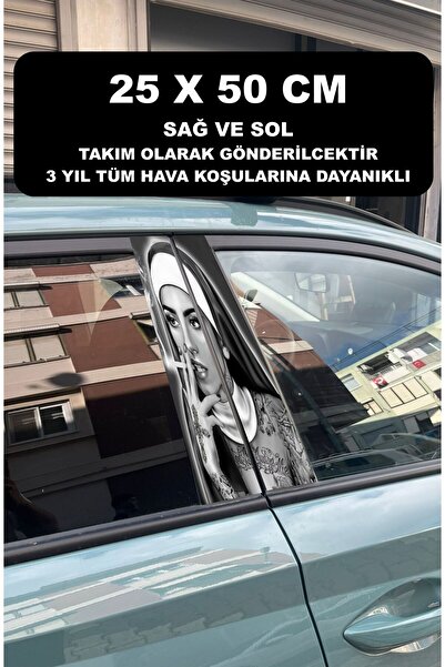 ÖZGÜL REKLAM Rahibe Araç Kapı Direk Kaplama 50x25 CM 2 ADET / Dijital Baskı / Araba Kapı Direk Kaplama