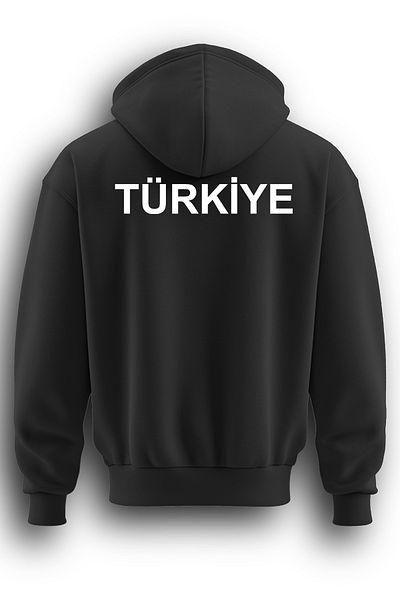 TOP GLORY Суитшърт с качулка и щампа Türkiye - с 3 нишки, повдигнати, ТУРЦИЯ55501