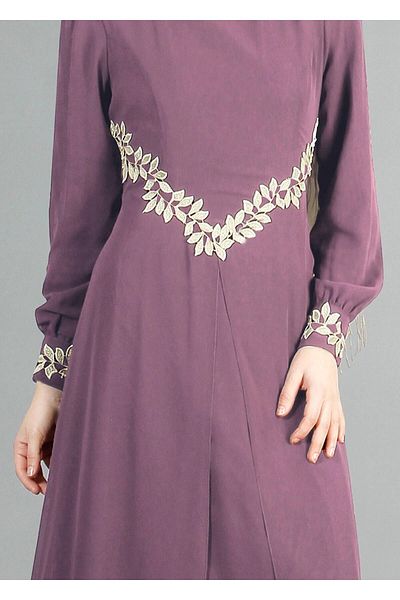 TRENDTESETTÜR Γυναικείο ροζ (GÜLKURUSU) T 52419 Fy Collection-Δαντελένιο βραδινό φόρεμα σιφόν