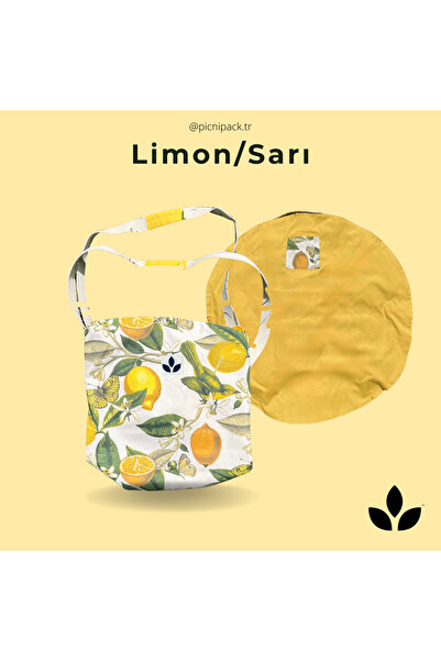 Picnipack ™- Çok Amaçlı Sarı Omuz Çantası Ve Piknik Örtüsü/market Çantası/köp...