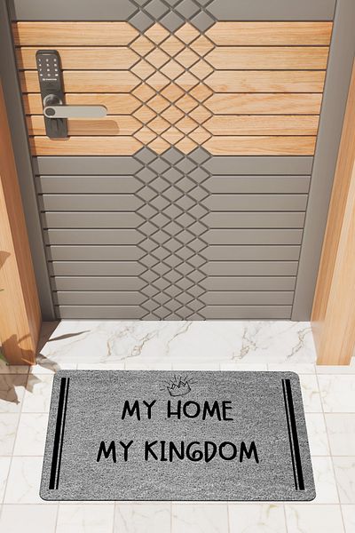Rugmood Modern Digital Printing Gray My Home My Kingdom Door Mat