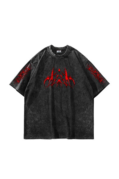 Bak Moda Holografska crvena majica sa štampanim uzorkom, velika, unisex, peri...