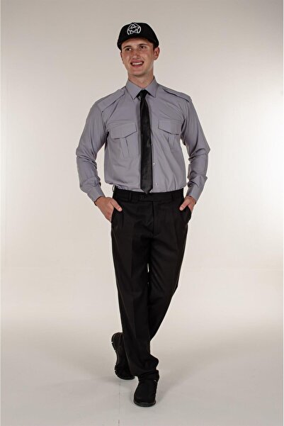 Mert Giyim Gri Erkek Güvenlik Gömlek Uzun Kollu