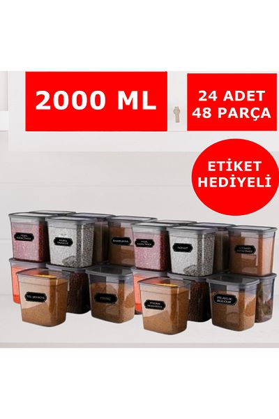 Markayolu 24 Pieces of 2 Liters (2000ml) Rectangular Storage Box - Food Bowl, Spice Bowl, Dry Bowl, Dehydrated Dowry Set