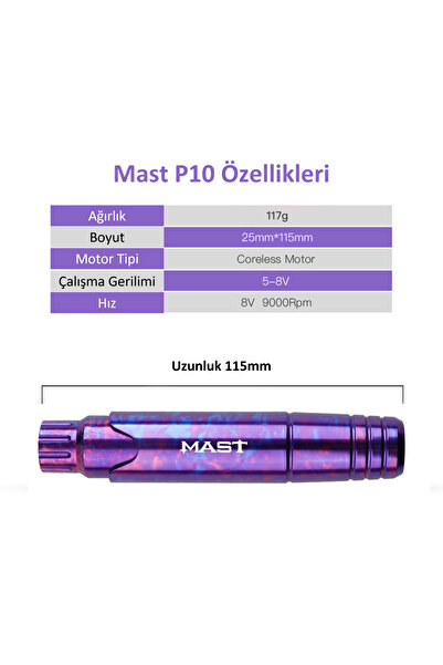 MAST P10 Kalıcı Makyaj Ve Dövme Makinesı Seti, 1001rl Ve 1003rl Iğnelerle