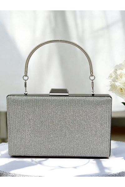 Wedding Fashion Mâner din metal argintiu de culoare argintie pentru femei, geantă pentru rochie de seară, absolvire, bal de absolvire