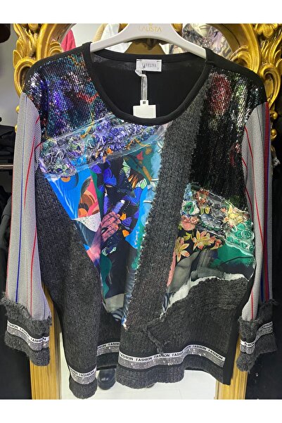 Butik Ayseba Kadın Pullu Desenli Özel Tasarım Triko Kazak