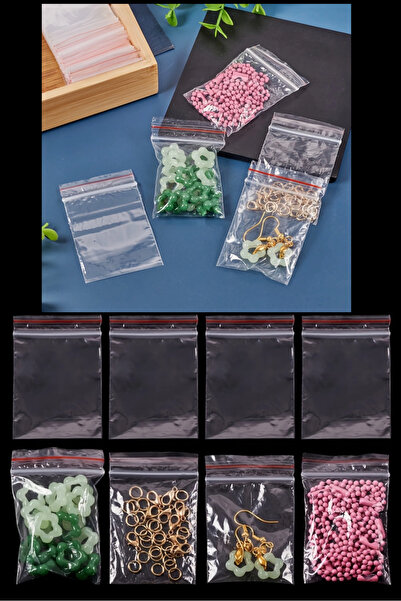 Özkan Ambalaj Temizlik 100 Adet 7x9Cm Kilitli ( Boncuk Takı Küpe Hap Küçük Aksesuar Koyma Poşeti ) Fermuarlı Zip Poşet