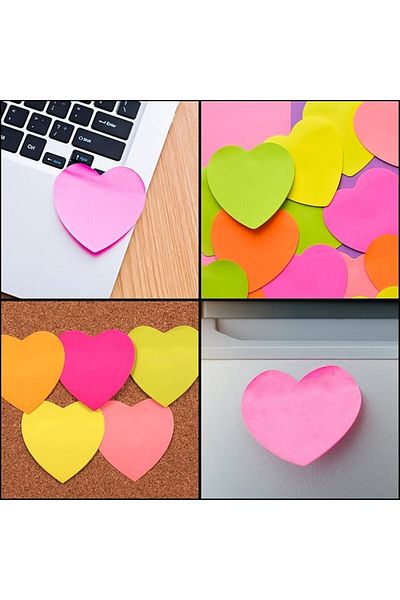 Limmy 5 Color Heart Shaped Posit Adhesive Note Paper - 76X76Mm