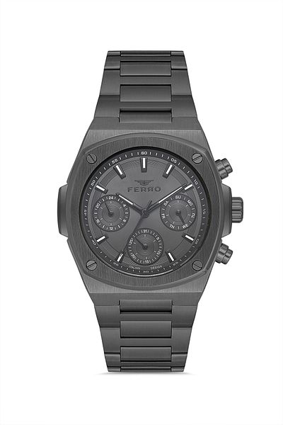 FERRO Black Steel Band Men's Wrist Watch Fm11555Awt-V