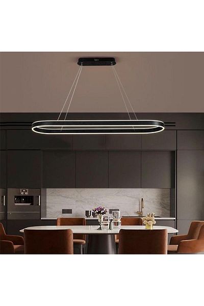 Vonalight 3000K Black Oval Led Lamp - Pendant Living Room, Chandelier, Dining Table, Lighting, Decorative Daylight