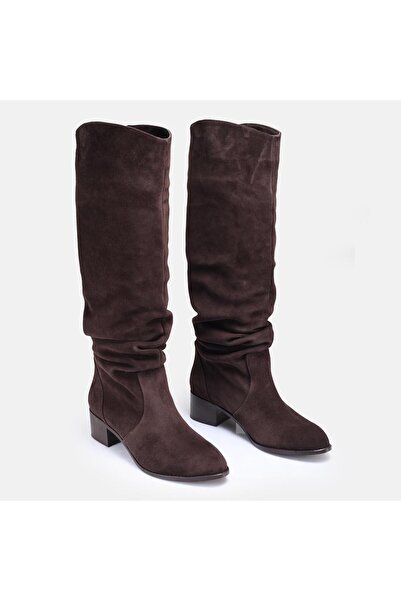 37Numara BÜYÜK NUMARA KADIN ÇİZME HAKİKİ DERİ SÜET KAHVE 41-42-43-44-45