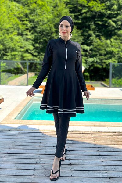 Remsa Mayo Lycra Full Covered Hijab Μαγιό Mark 4545 Μαύρο
