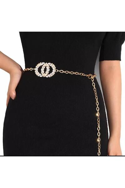 MODAM HİFA Chain with Stones Tetaylı Women's Belt Dress Belt Shirt Belt Coat Belt Stone Belt Pants