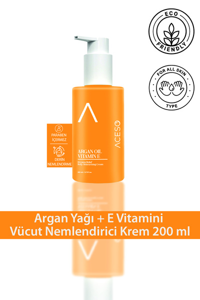 Argan Yağı + E Vitamini Vücut Nemlendirici Krem 200 ml