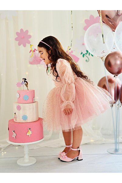 Linarookids Pudra Pembe Yıldızlı Yılbaşı Kız Bebek Elbisesi,doğum Günü,fotoğraf Çekim Elbise,0-12 Yaş Uygun