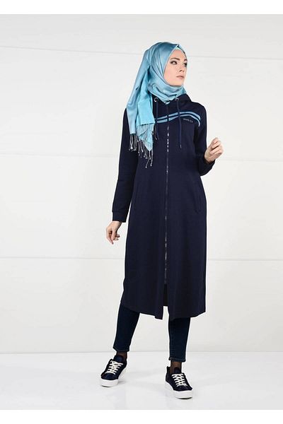 TRENDTESETTÜR Γυναικείο αθλητικό μπουφάν με φερμουάρ μπροστά Navy Blue 4151