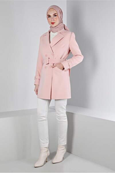 Alvina Coat 90359 - Belted and Buttoned Design