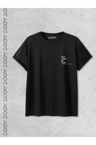 Jooy No One is You εμπριμέ μαύρο γυναικείο μπλουζάκι Oversize