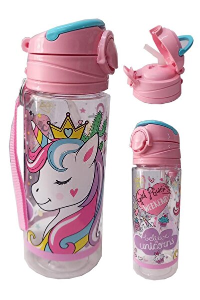 Frocx Kız Çocuk Unicorn Matara 500 ml 1 Adet Lisanslı Suluk Okul Matarası Öğrenci Suluğu