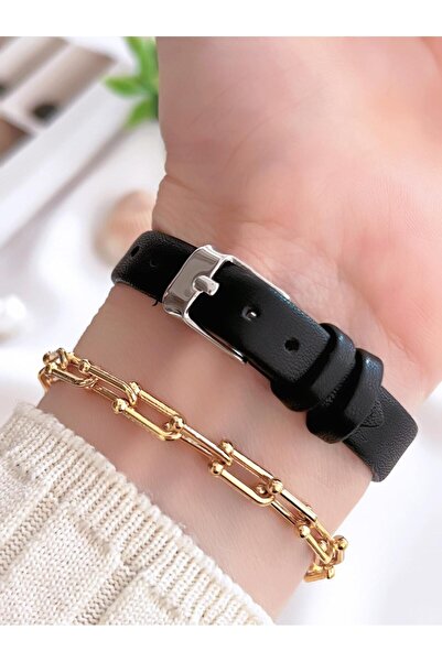 Coliseum Vintage Leather Band Women's Wrist Watch and Bracelet Set - Cl8104.Bm4