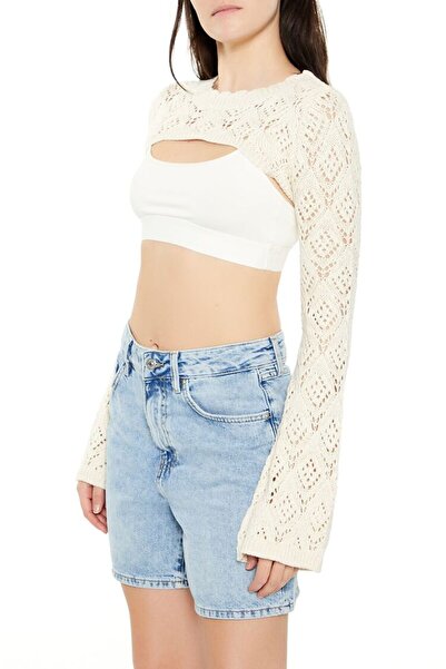 Forever 21 Dantel Detaylı Örgü Shrug Kazak