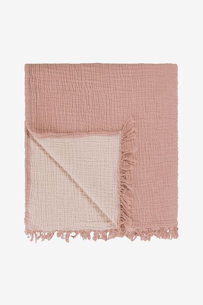 Barine Cuvertură de pat din muselină din bumbac cocoon 4 straturi Culoare Coral / Roz deschis 240x260