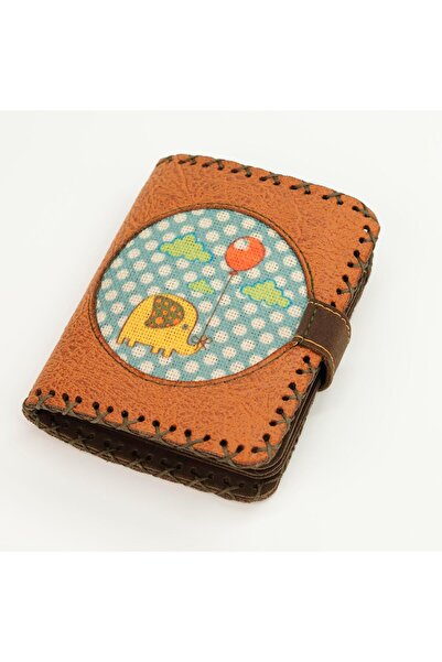 HOODİEMOUSE Small Wallet with Elephant Figure Ethnic Bohemian Retro Style - Tan