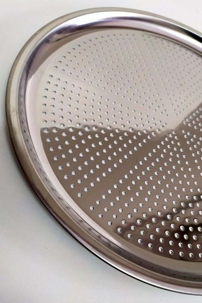 Jenisa Stainless Steel Tray with 22cm Holes - Ideal for Pizza, Lahmacun and Wrapping