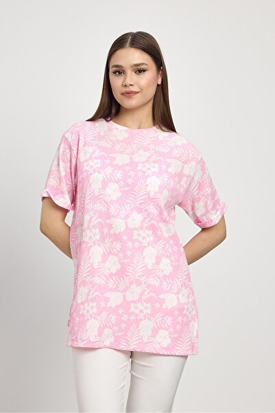 Rays 4357A Tricou cu imprimeu floral roz bomboane