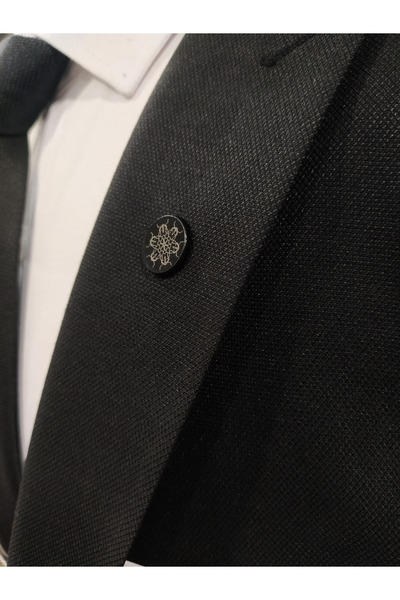 Elegante Cravatte Siyah Renk Desenli Ceket Yaka İğnesi Broş