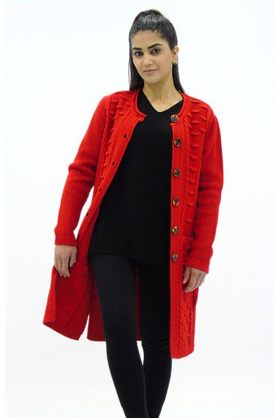 Tuğra Cardigan tricotat cu buzunare cu nasturi