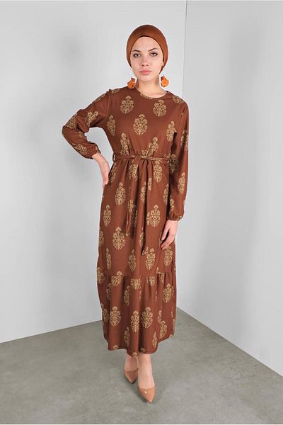 TRENDTESETTÜR Γυναικείο Καφέ (ΤΟΚΙ) Φόρεμα με Ζώνη 3234