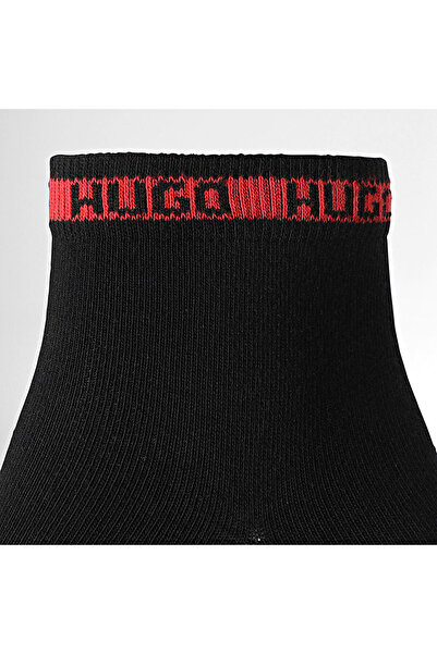 HUGO Men's Woven Fabric Breathable Stripe Detailed Double Black Socks 50516390 -001